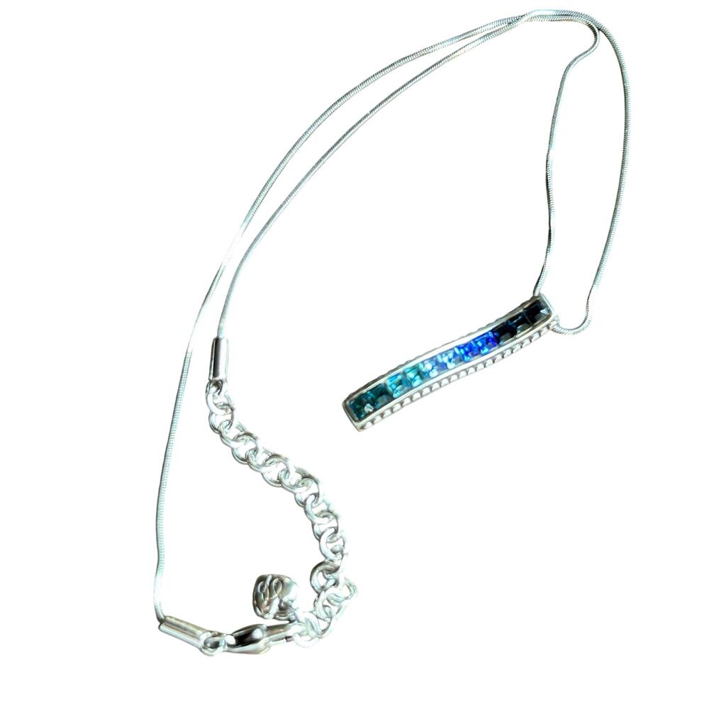 BRIGHTON SURRENDER PURPLE BLUE 'S' Pendant Necklace Silvertone